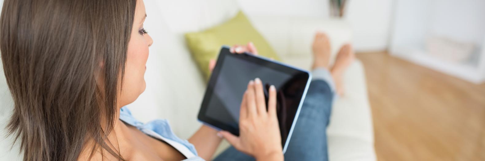 a woman using a tablet